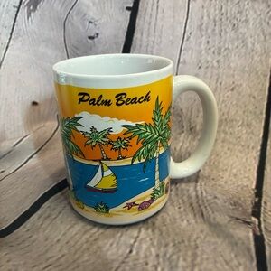 5/$20 Palm Beach Kitschy Beach‎ Seaside Sailing Cartoon Scene Cup Mug Souvenir